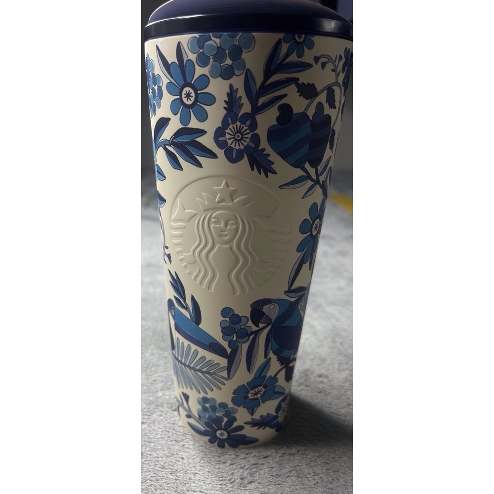 Starbucks + Farm Rio 24oz Cold Cup Tumbler‎ Summer 2025 Blue Floral Limited Edt